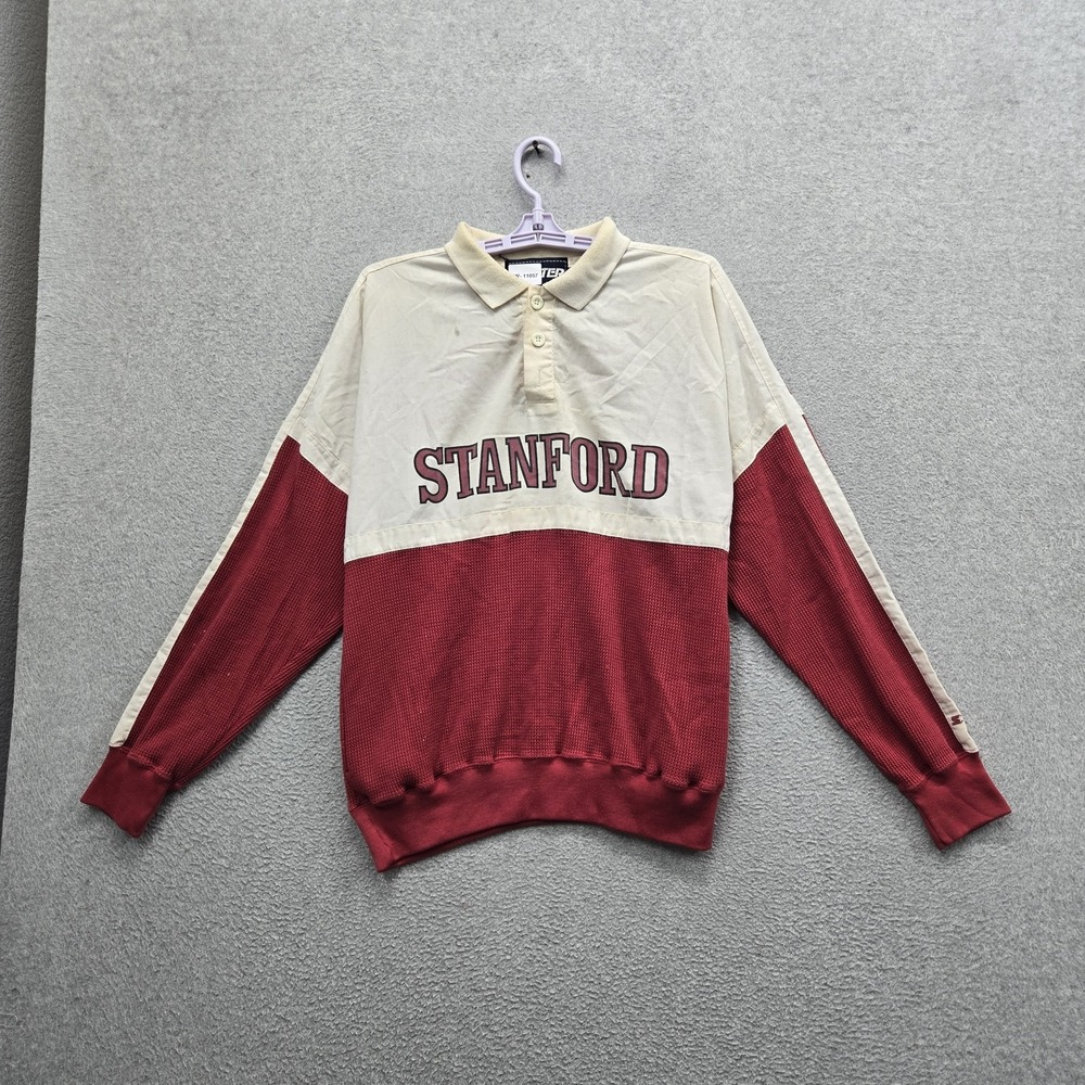 VINTAGE Stanford Cardinal Men Sweatshirt M Red Embroidered Starter Colorblock